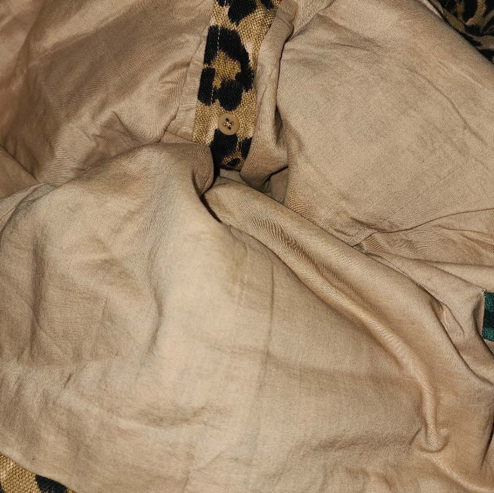 Lauren Ralph Lauren Belted Safari Leopard Print Jacket Small Linen Blend - Picture 8 of 8